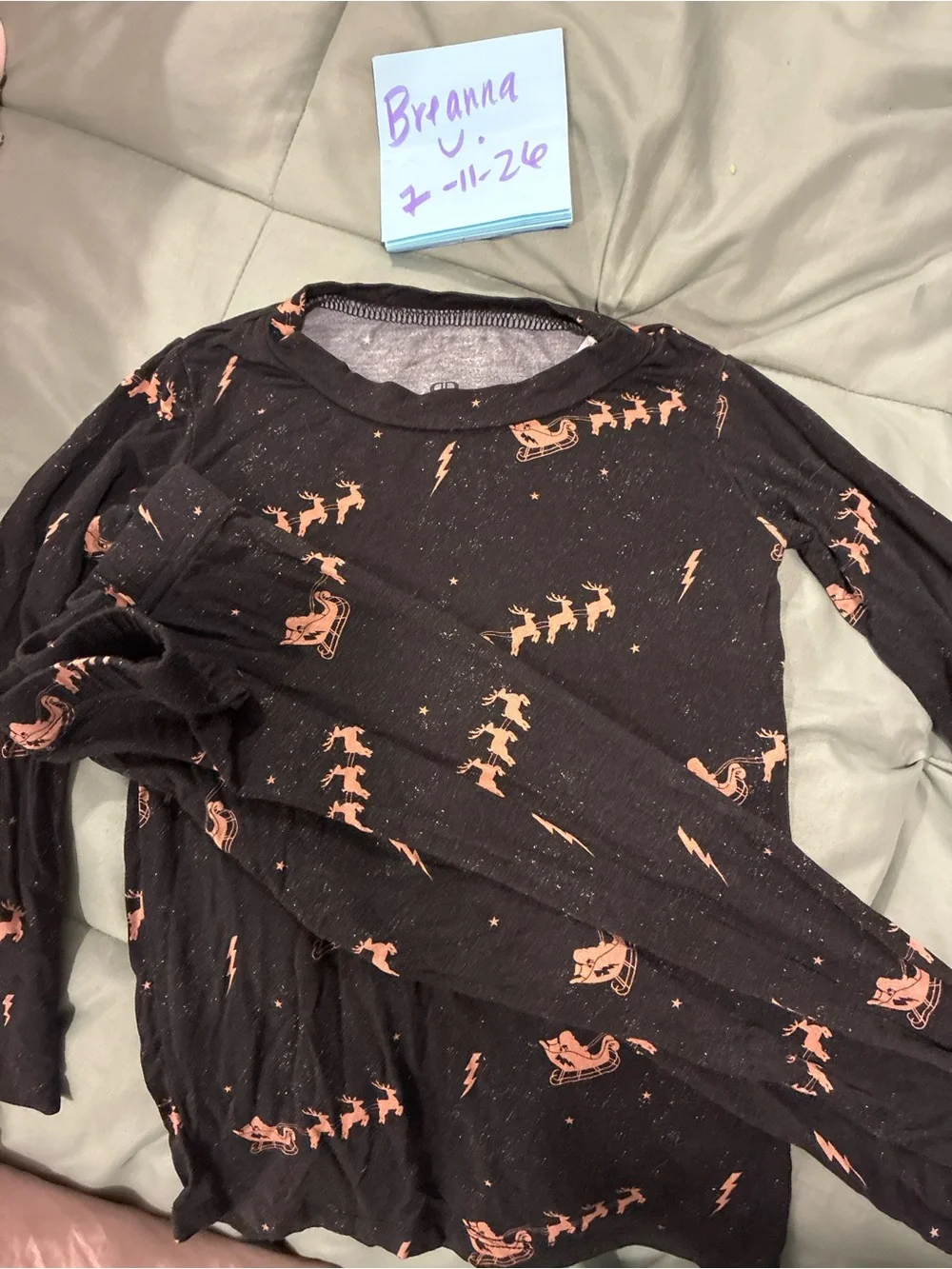 Kids' Black & Orange Reindeer Pajama Set